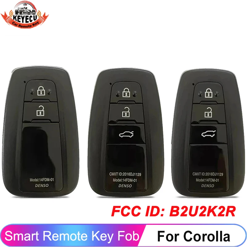 KEYECU B2U2K2R For Toyota Corolla 2019 2020 2021 2022 Smart Remote 433MHz NCF29A1M 4A Chip Key Fob 8990H-02040 8990H-02050