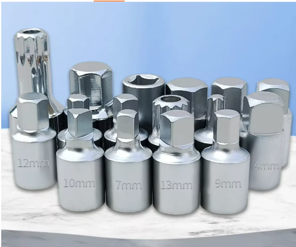 

Four sided hexagonal plum blossom with 12 corners Triangle oil drain tool Oil pan screw transmission socket wrench 3/8 1/2