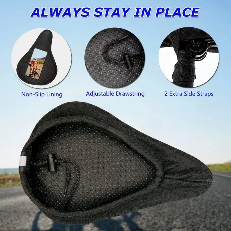 Bike Seat Cover Gel Spong Comfortable Exercise Bike Seat Cushion Cover Soft for Cycling Class Mountain Stationary Bikes