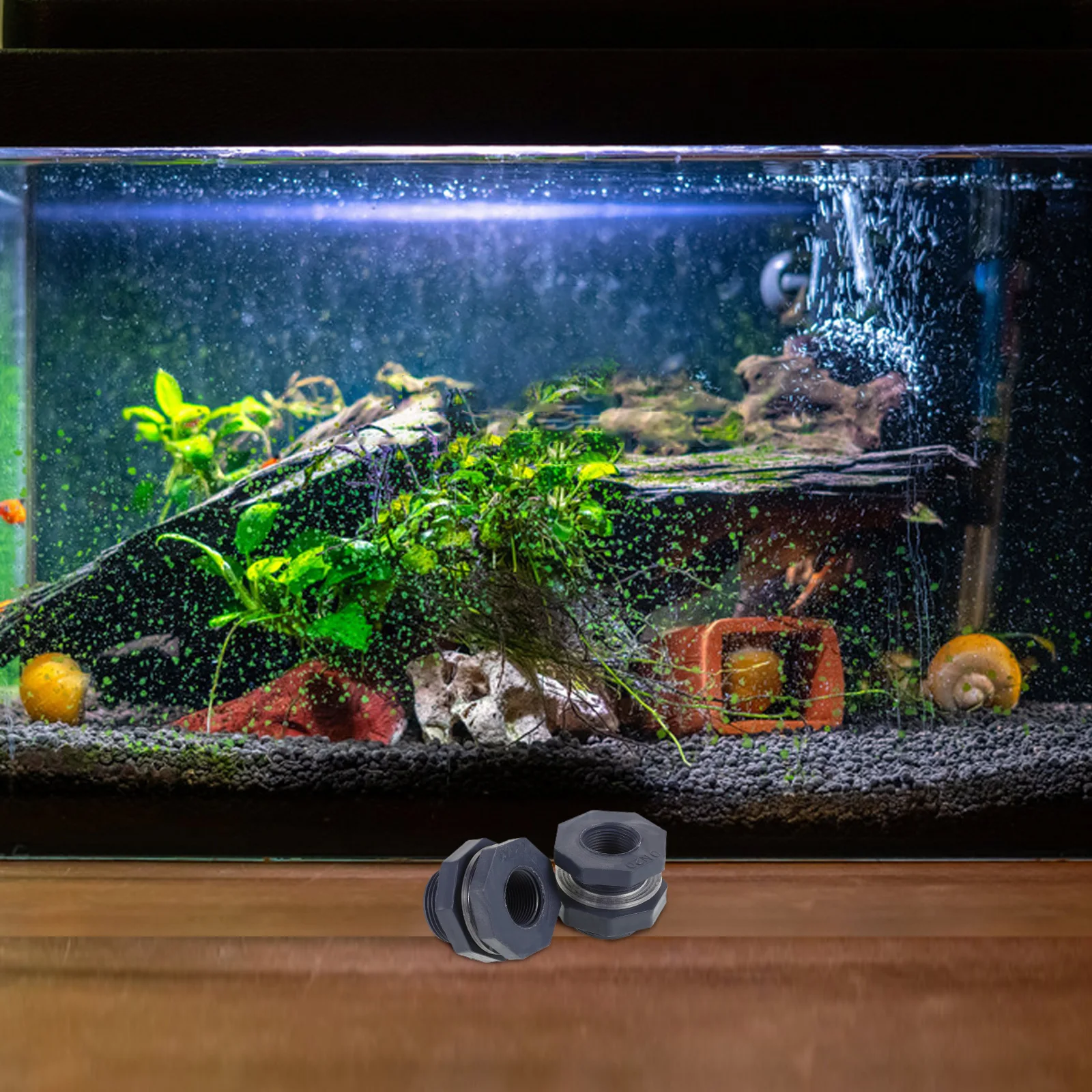 

2Pcs PVC Bulkhead Fittings Multipurpose Rain Barrel Connectors Aquarium Water Tank Hose Fittings Rain Barrel Connector