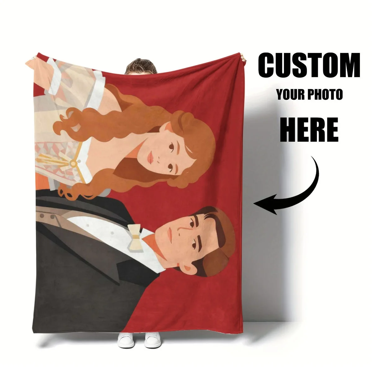 Custom Photo Blanket Personalized Flannel Plush Throw Winter Warm Soft Cozy Thick Fleece Blanket for Couch Bed Office Home Decor