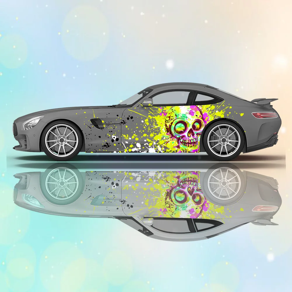 

Silly Optimistic Skeleton Car Vinyl Wrap Decal Self-adhesive Anti Scratch Sticker Suitable for Trucks SUV Decor Auto Accessories