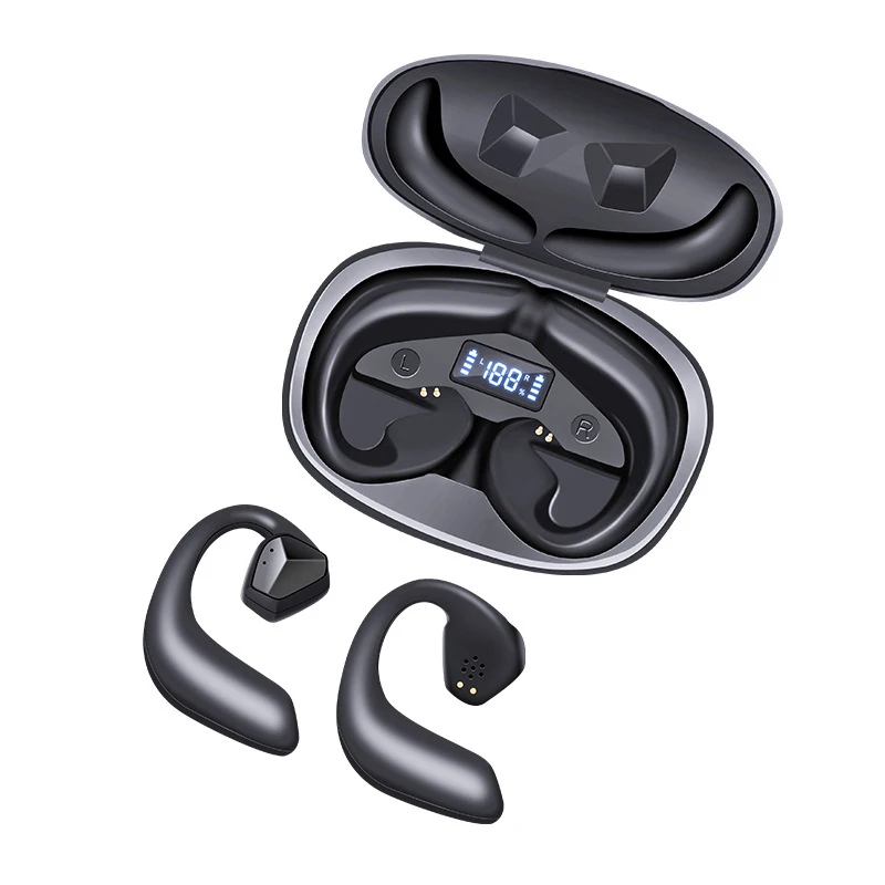 Upgraded Waterproof Wireless Earbuds with Air Conduction Bluetooth Technology LED Display HiFi Stereo Earhooks for Sports