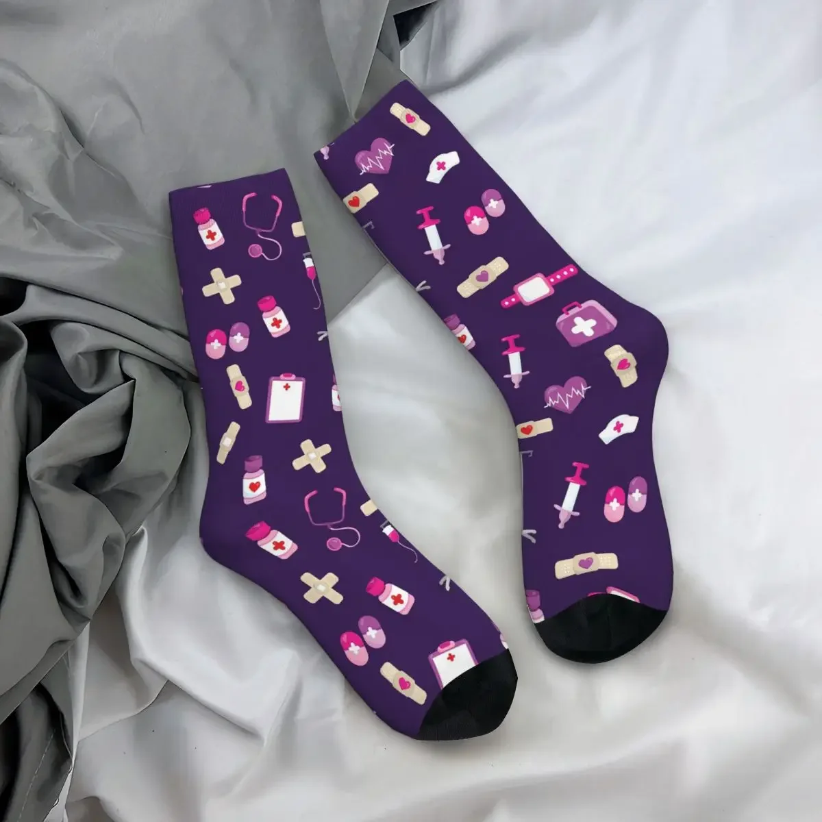 Calcetines con patrón médico para enfermeras, medias absorbentes de sudor, calcetines largos para todas las estaciones, regalos Unisex, lindo regalo de Hospital