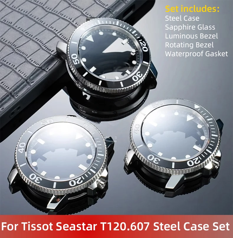 

T120607 Корпус из нержавеющей стали с сапфировым стеклом Светящееся кольцо шкалы + вращающееся колесо T120.607 Модный комплект для мужчин Tissot Seastar