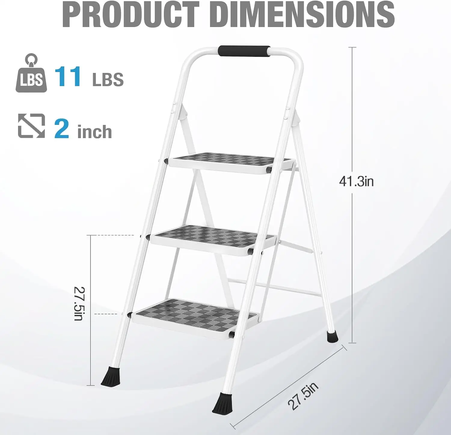 HBTower 3 Step Ladder, 3 Step Stool for Adults,330 lbs Capacity,Step Ladder with Wide Anti-Slip Pedal