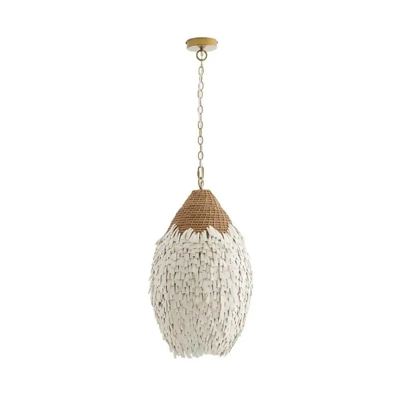 Hand-woven rattan tassel chandelier Bohemian style chandelier hanging lighting fixture for bedroom living room home