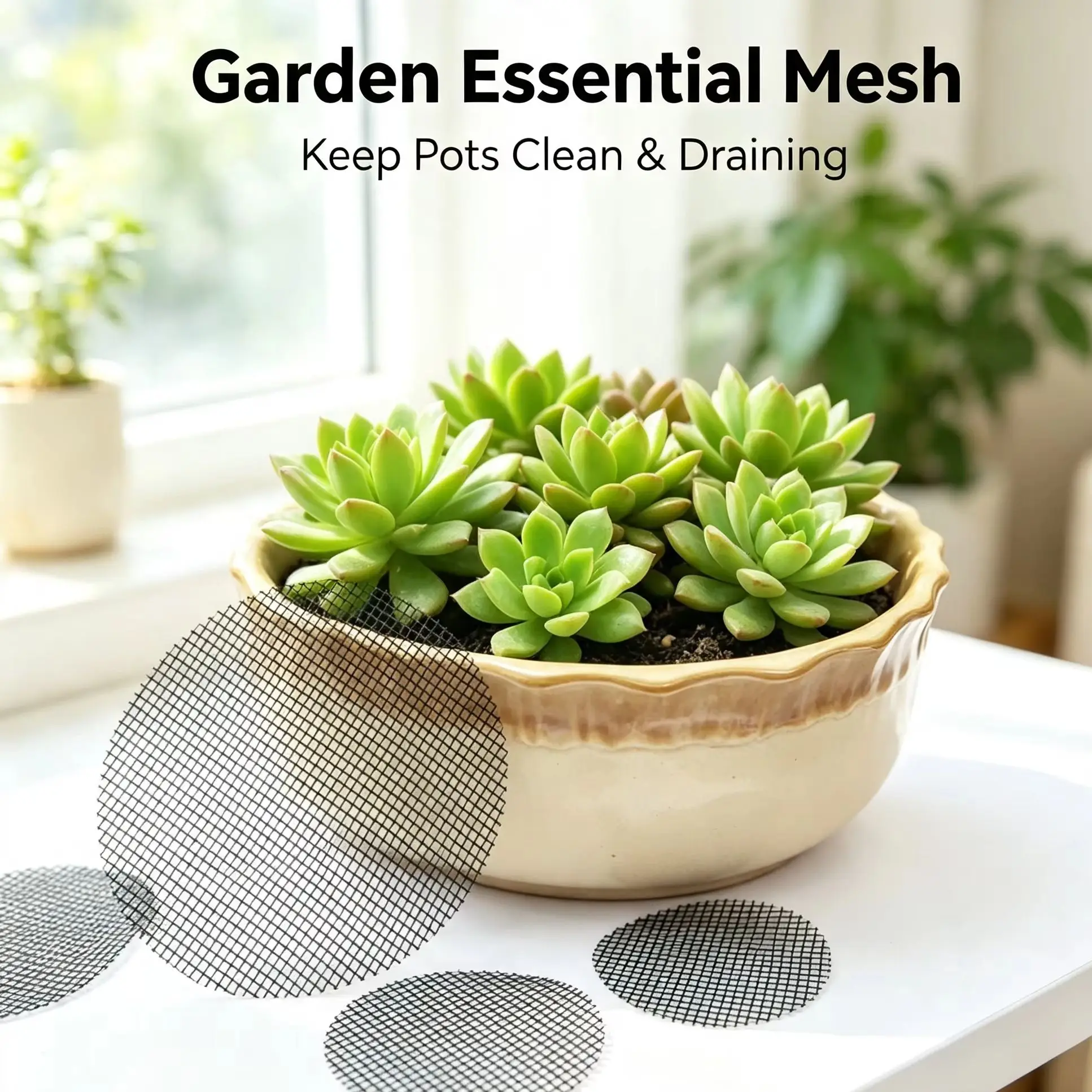 Pot Hole Mesh Pad Mat Grid Round Drainage Hole Screen for Pot Bottom Prevent Soil Loss Anti Bonsai Flower Plant Gardening Tools