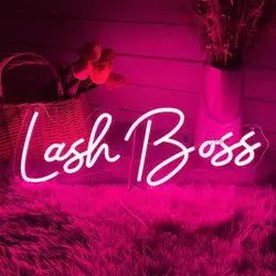 Lash Boss Neon Sign Led Lights Lash Room Decor Wall Art Neon Light LED Sign Beauty Salon Business Light Up Sign Neon Night Light