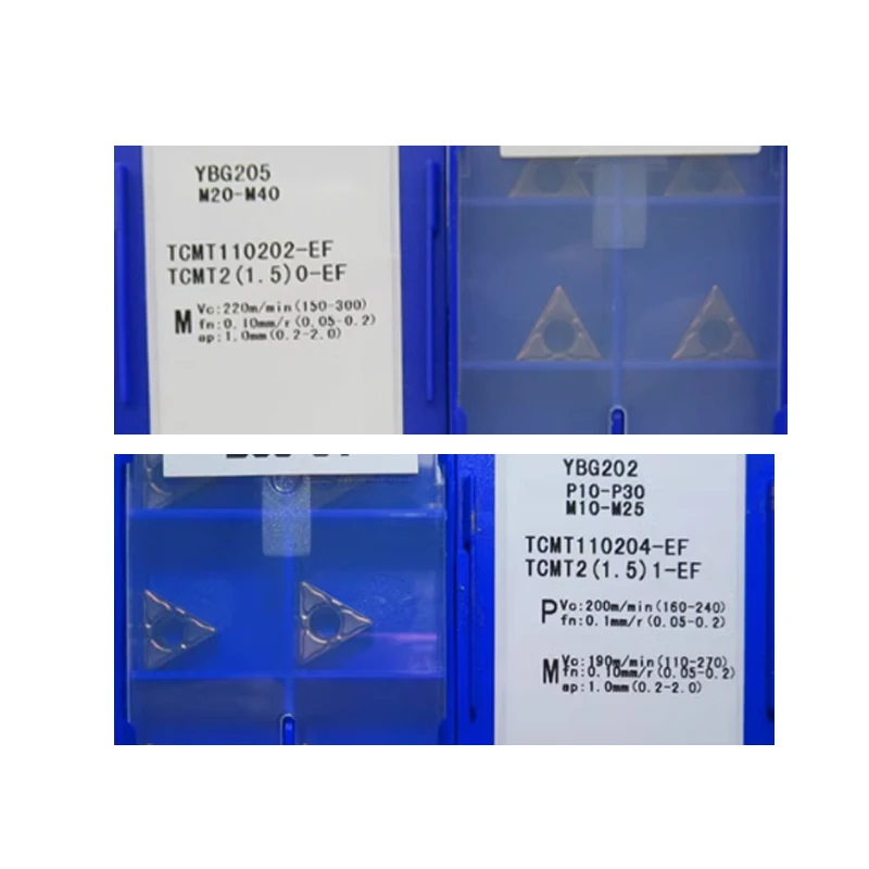 TCMT110202-EF YBG202 TCMT110204-EF YBG205 100% Original Carbide Inserts CNC Lathe Cutter TCMT 110204 110202 For Stainless Steel