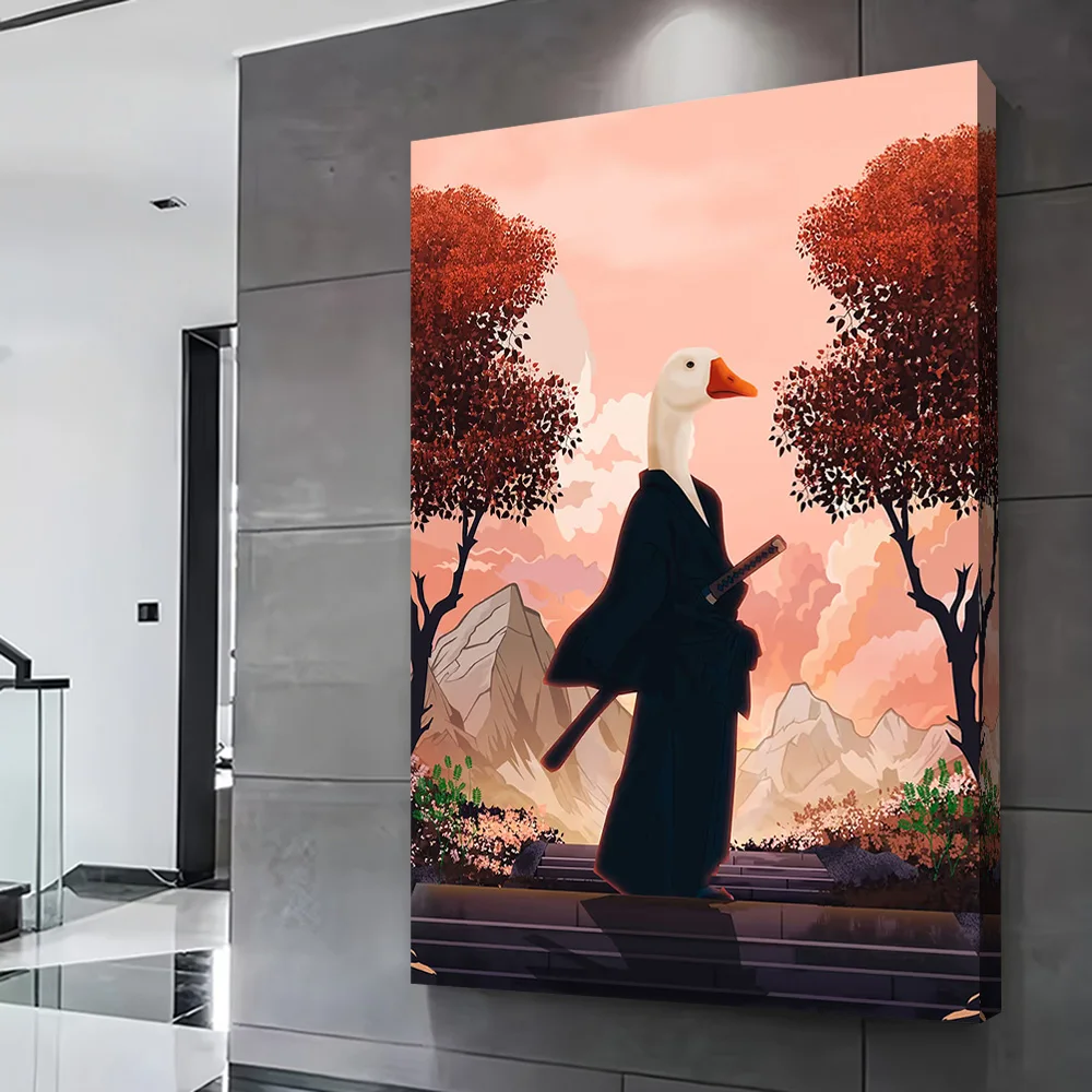 거위 사무라이 악마 슬레이어 인쇄 포스터 맞춤형 그림 벽 예술 캔버스 그림 침실 장식용 선물