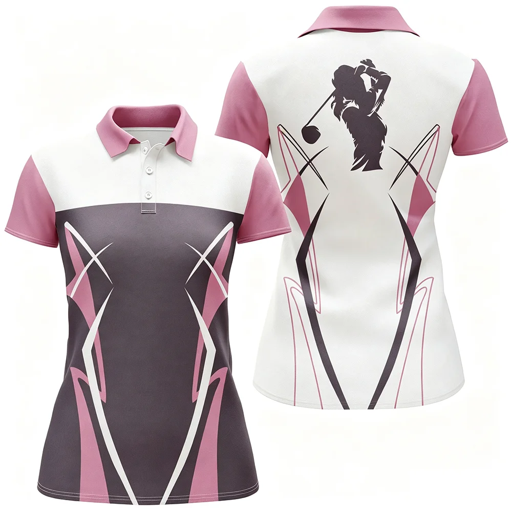 Women's Golf V Neck T Shirt Short Sleeve Cartoon Print Casual Summer Sports Top Lightweight Fashion Tee for Outdoor Wear