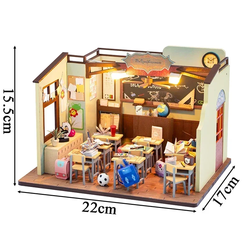 Doll House the Age of Innocence Casa DIY Wooden Classroom Dollhouse 3D Puzzle Miniature Building Kits