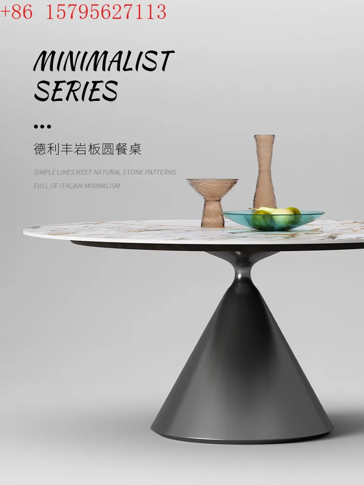 

Tinosha, dining table round table Delifeng brand designer Xiaohongshu recommends high-end restaurant rock slab round table