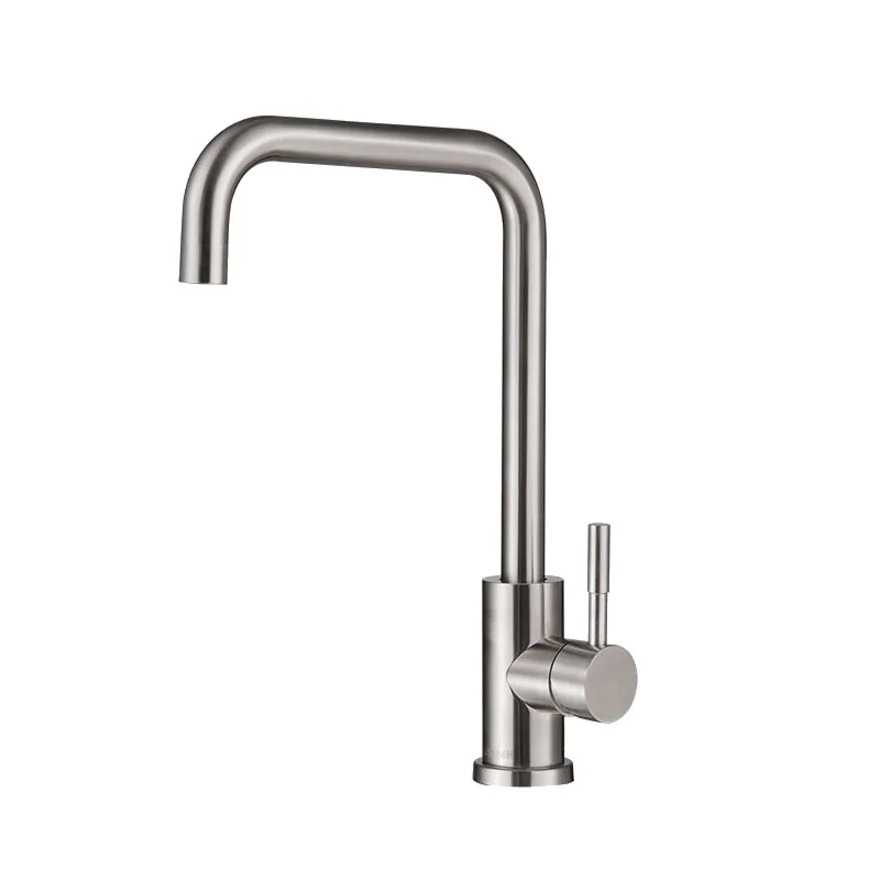 Wholesale Deck Mounted SUS304  Stainless Steel L Shape Side Lever Kitchen Sink Faucet Slim Tap