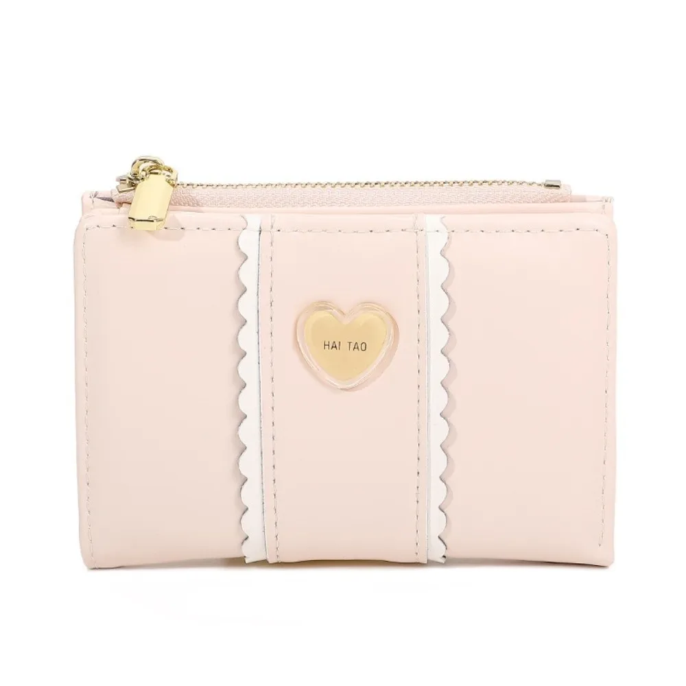 

Элегантный женский короткий кошелек Love Heart из искусственной кожи с эффектом сложения, деловой кошелек ярких цветов, водонепроницаемый держатель для банковских/ID/кредитных карт, подарок