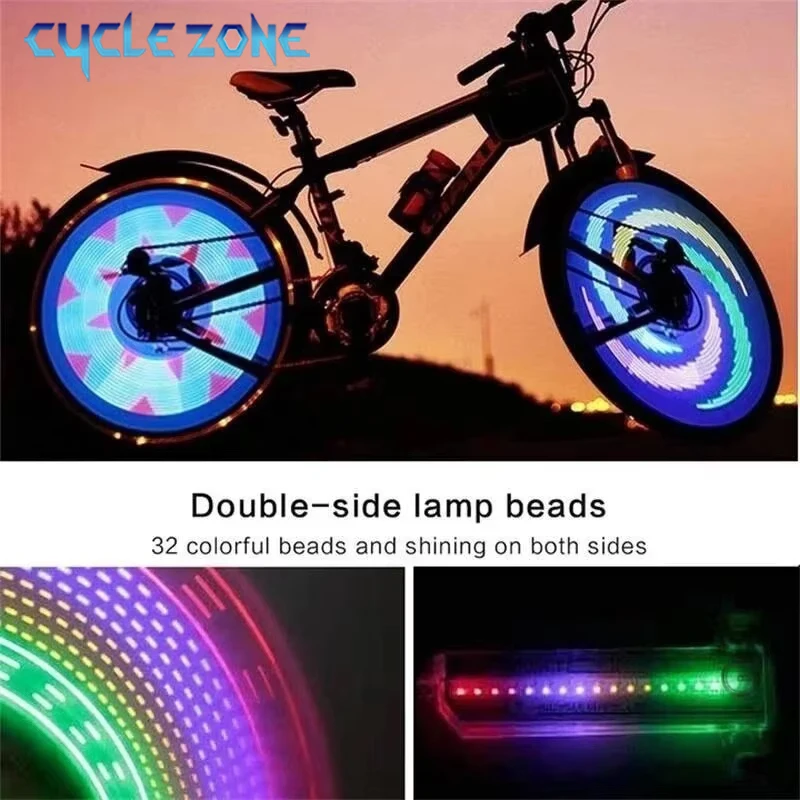 32LED Bicycle Wheel Spoke Light Colorful Mountain Road Bike Spoke Safety Warning Signal Lamp Without Battery Cycling Accessories