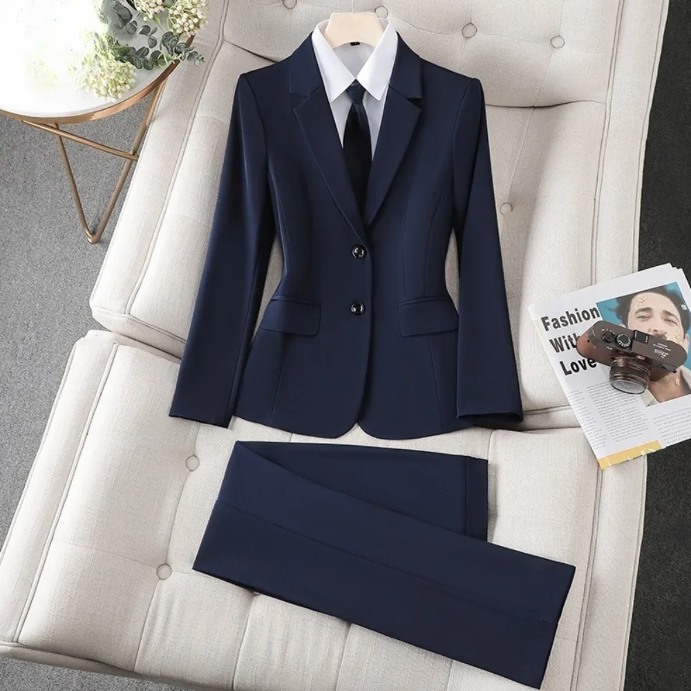 

Женский костюм-двойка: пиджак и юбка для офиса, весна-лето, деловой стиль, униформа для администратора отеля