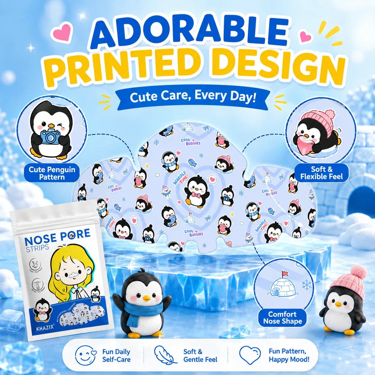 5/10/15 pieces cartoon nose stickers - breathable, strong adsorption for cleaning, gentle and non-irritating