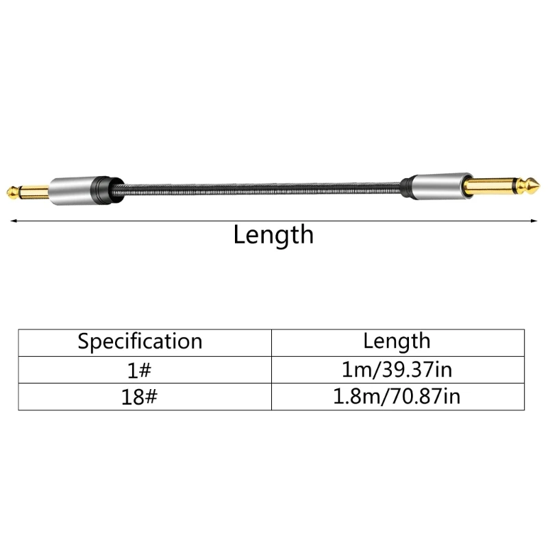 Guitar Instrument Cable 1/4 Inch to 1/4 inch TS Straight Male to Male 6.35mm Mono with Alloy Connector and Braid