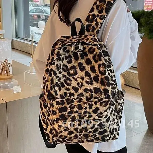 Mochila con estampado de leopardo a la moda para mujer, mochila escolar de gran capacidad, bolso de hombro, mochila para adolescentes y niñas, mochila de viaje