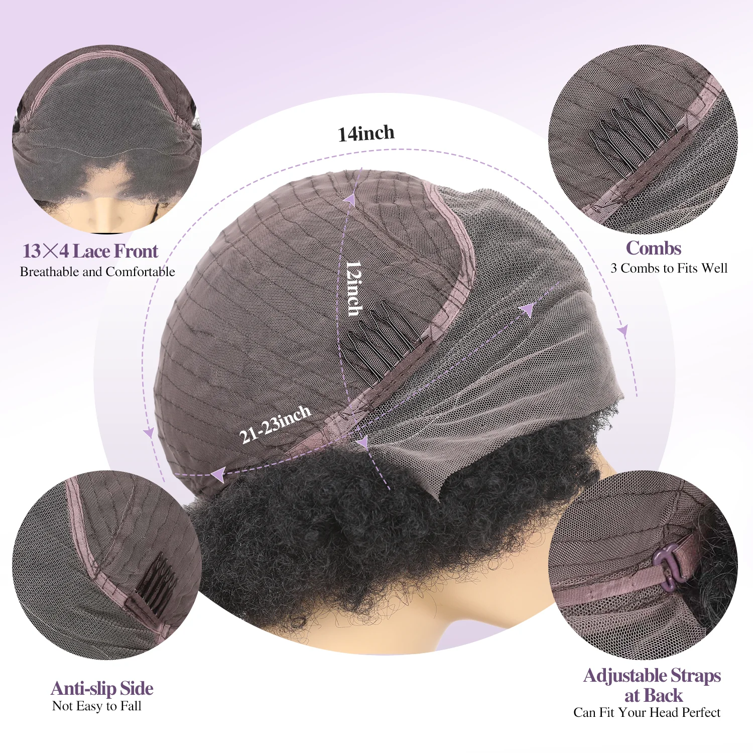 Cornrow Braide With Afro Puff Synthetic Wig 13x4Inch HD Lace Front Wig With Baby Hair Pre Plucked Glueless Transparent Lace Wigs