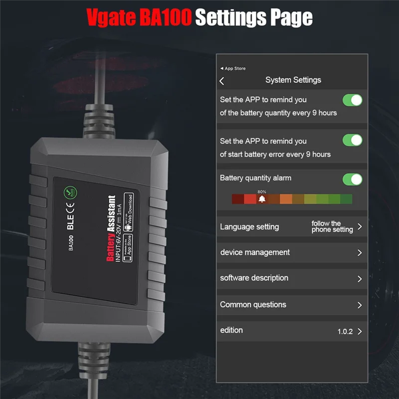 

1 PCS Battery Assistant Bluetooth 4.0 Wireless Monitor Diagnositic Analyzer For Android & IOS
