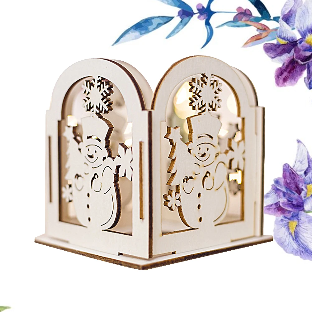 

1pc Wooden Christmas Holders Unique Tealight Holder Decorative Home Office Festive Holiday Reusable Wood Craft