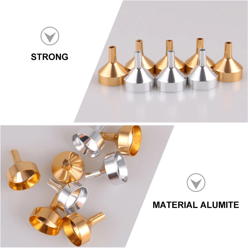12 Stuks Metalen Mini Trechters Kleine Fles Parfum Refill Tool Vloeistof Doseren Trechter Essentiële Olie Parfum Doseren Trechter