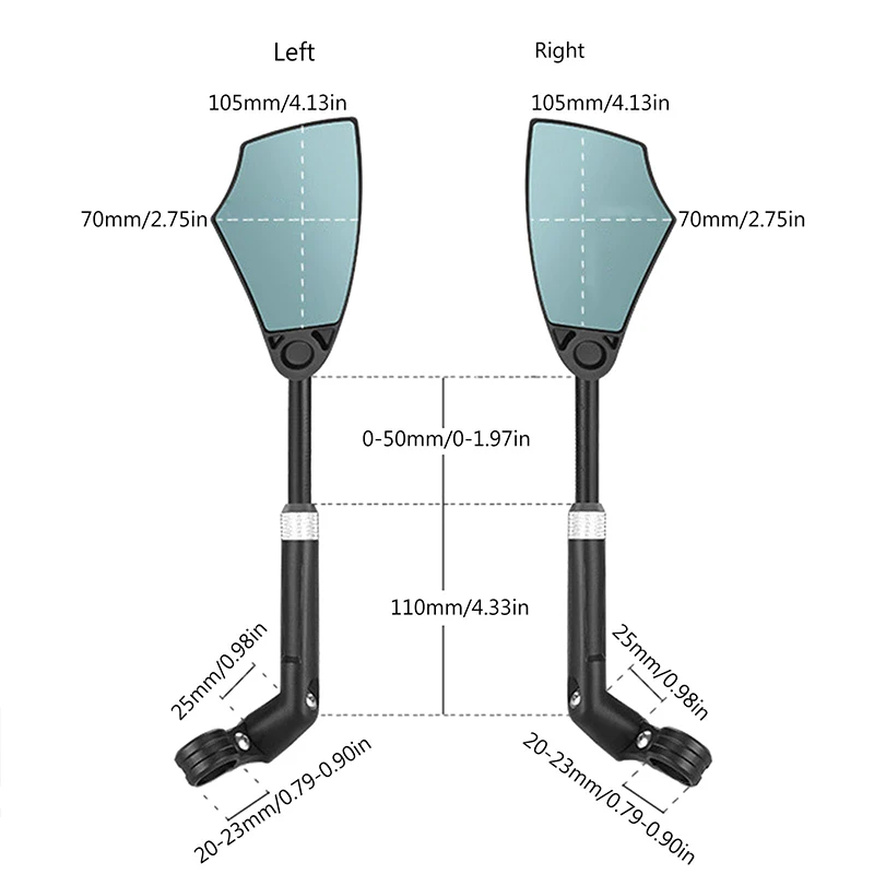 Anti-Glare & Explosion-Proof Bike Mirror, 360° Rotating Handlebar Rear View Mirror for Bicycle Safety