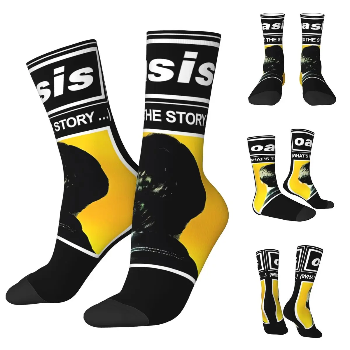 O-Oasis Rock 90's Band Leisure cosy Unisex Socks,Hiking Happy 3D printing Socks,Street Style Crazy Sock