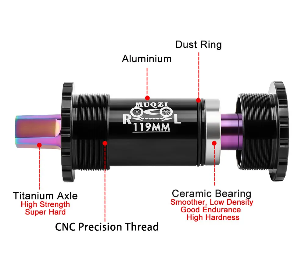 Ceramic Bearing Bicycle Bottom Bracket 68x103/107/110/113/119/122mm Square Titanium Axle Road Mountain Bike Central Axis BB Sets