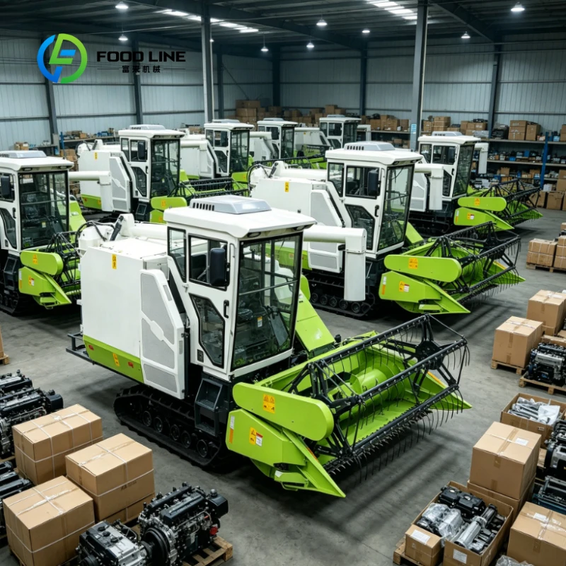 Customized Large Farm Paddy Wheat Harvest with Vertical Axis Spike Tooth Threshing Roller, Crawler Chassis Combine Harvester