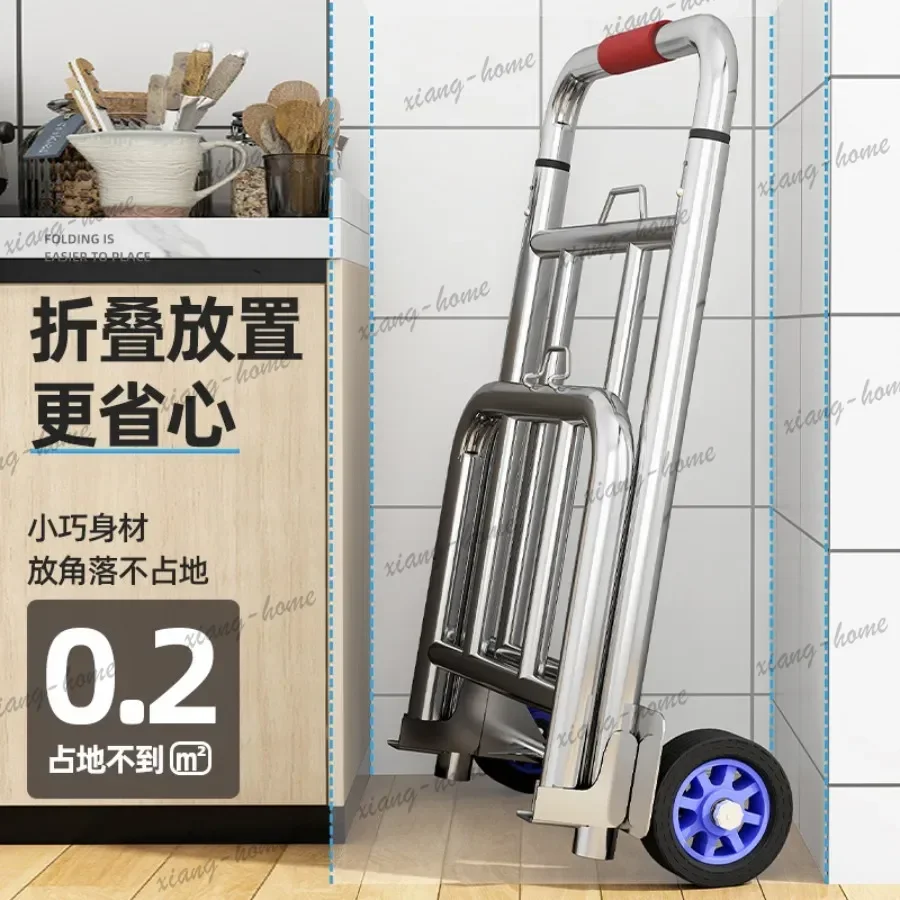 LJY Universal Silent Wheel Hand Truck Smooth Flatbed Folding Hotel Trolley Sturdy Buying Grocerie Carrying Furniture Carretilla