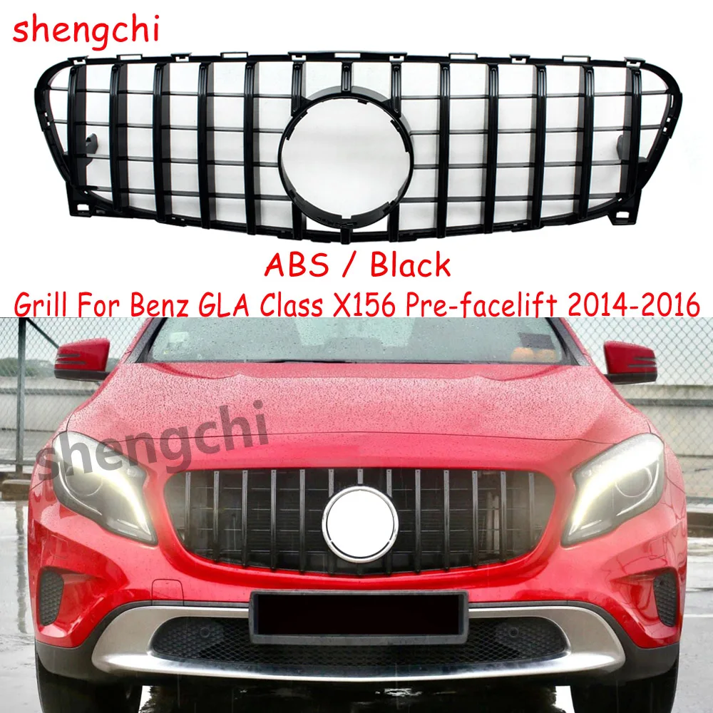 

X156 GT Style Black Front Bumper Grill For Mercedes Benz GLA Class X156 GLA180 GLA200 GLA220 GLA250 GLA45 2014-2016,