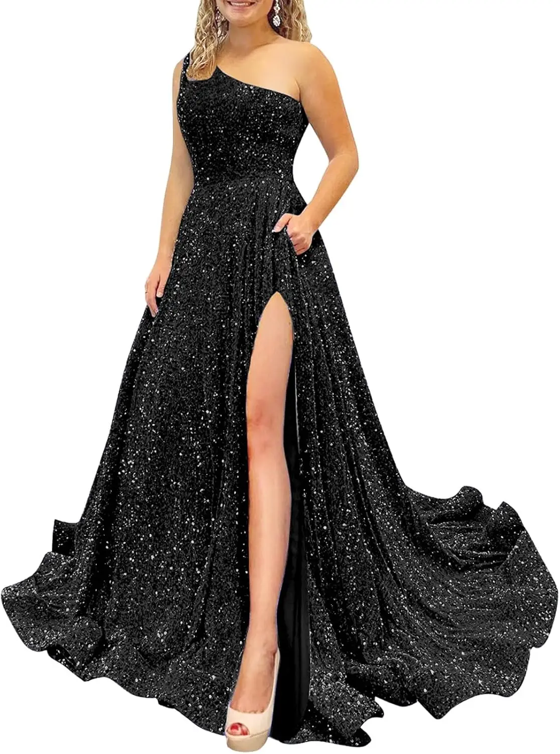 فستان طويل للحفلات الراقصة على شكل حرف A فستان سهرة رسمي ترتر لوصيفة العروس وحفلات الزفاف مع جيوب 2025 #1