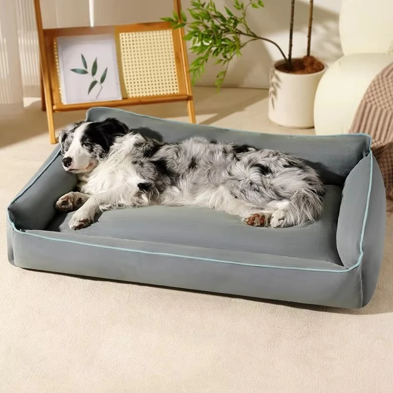 Luxury Canvas Pet Bed Queen Anti Chew Extra Dog Bed Waterproof Anti Bite Dog Bed