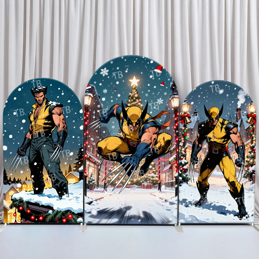 

Wolverine Arch Backdrop Cover Christmas Decor Festive Comic Style Birthday & Baby Shower Party Photo Booth Decor Props