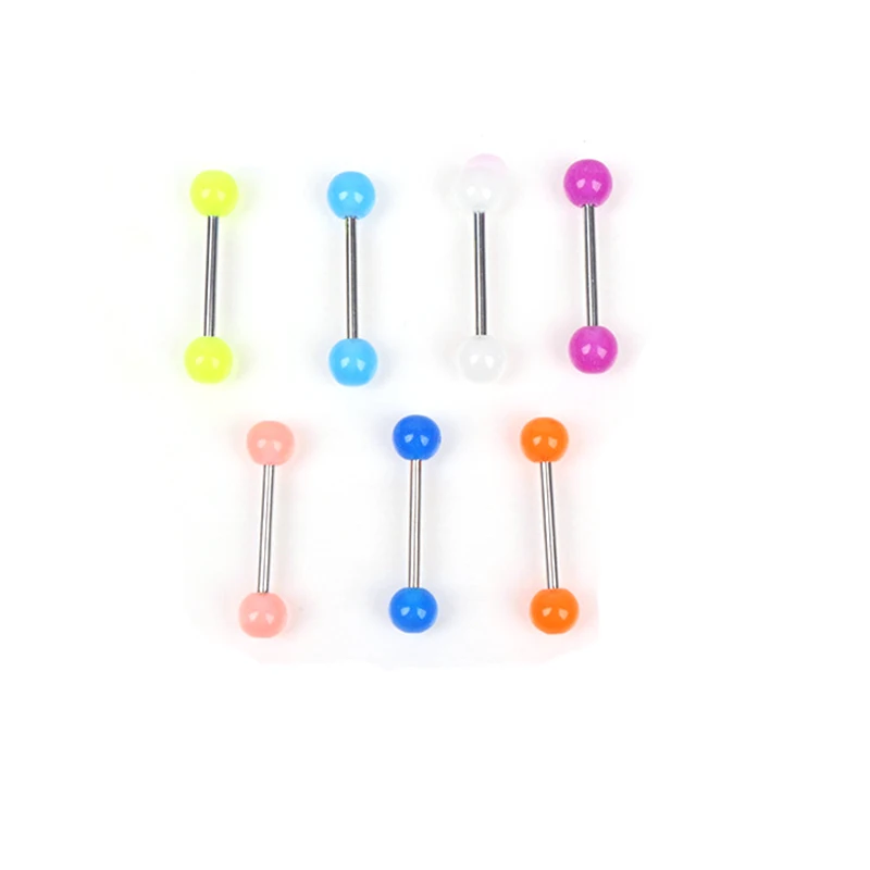 

Glow Straight Tongue Bar Belly Bar Navel Ring 100pcs/lot Body Piercing Jewelry 14G