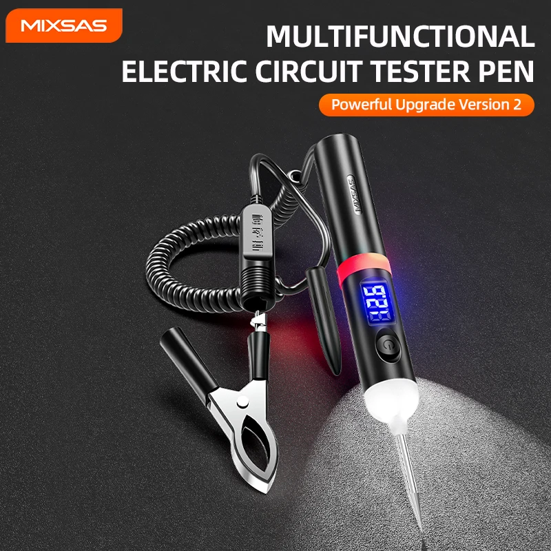 MIXSAS Car Truck Voltage Circuit Tester DC 6-24V Digital LED Probe Test Pen Car Diagnostic Tool Auto Repair Measuring Function