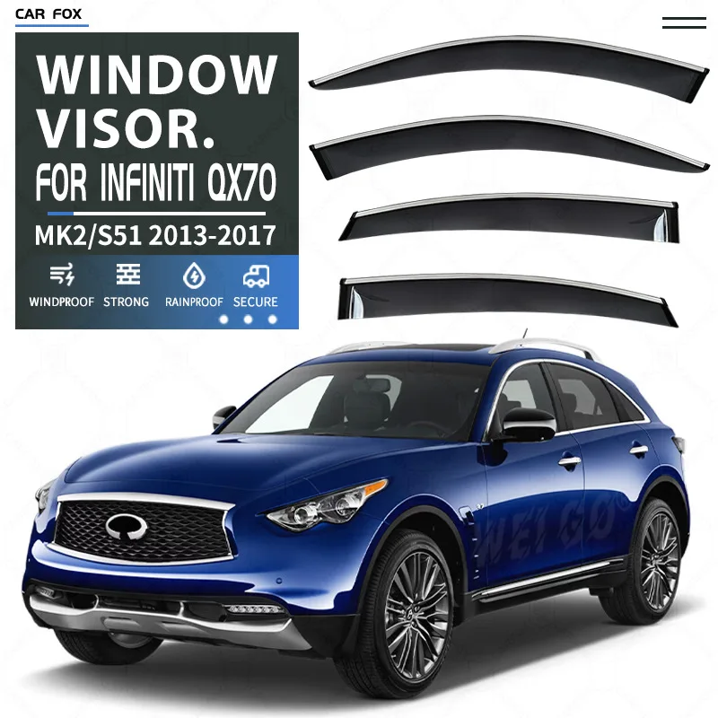 

Для INFINITI QX70 S51 2013-2017: Дефлекторы окон, ветровики, защита от дождя и солнца, аксессуары для стайлинга автомобиля