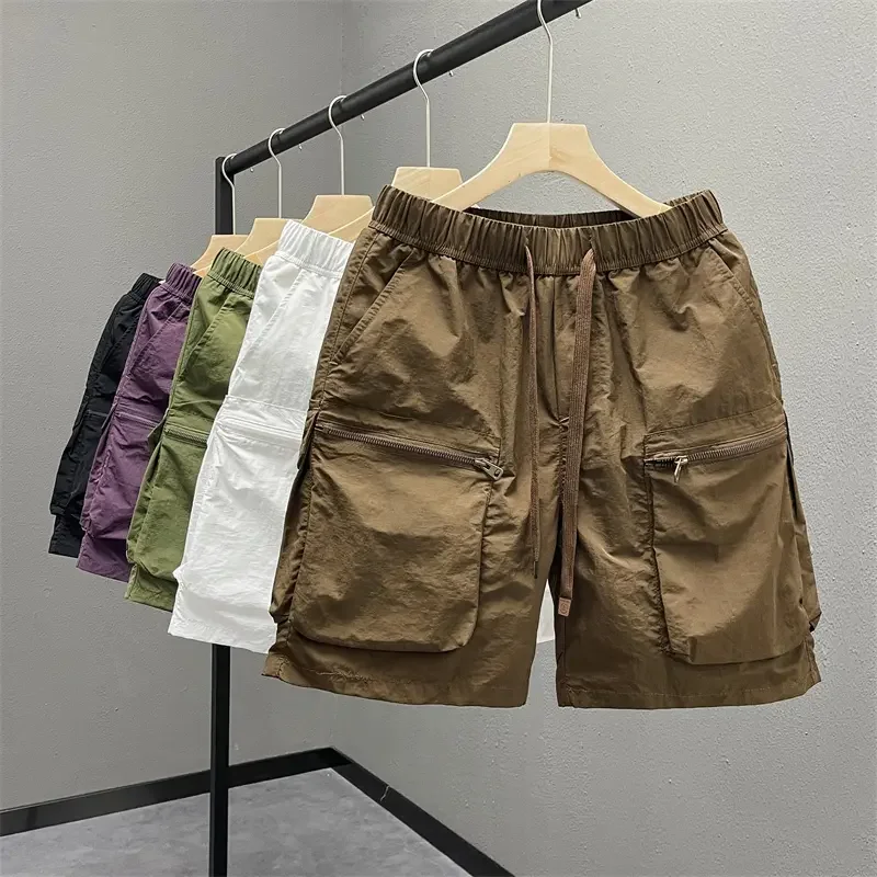 

Мужская летняя тонкая повседневная свободная рабочая одежда American Sports Sle Five-Quarter orts Straight Leg ket Detail Qui ...