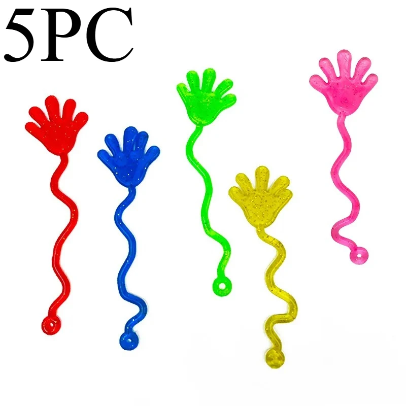 

5Pcs Kids Funny Glitter Sticky Hands toy Palm Elastic Sticky Squishy Slap Palm Toy kids Novelty Gift Party Favors supplies