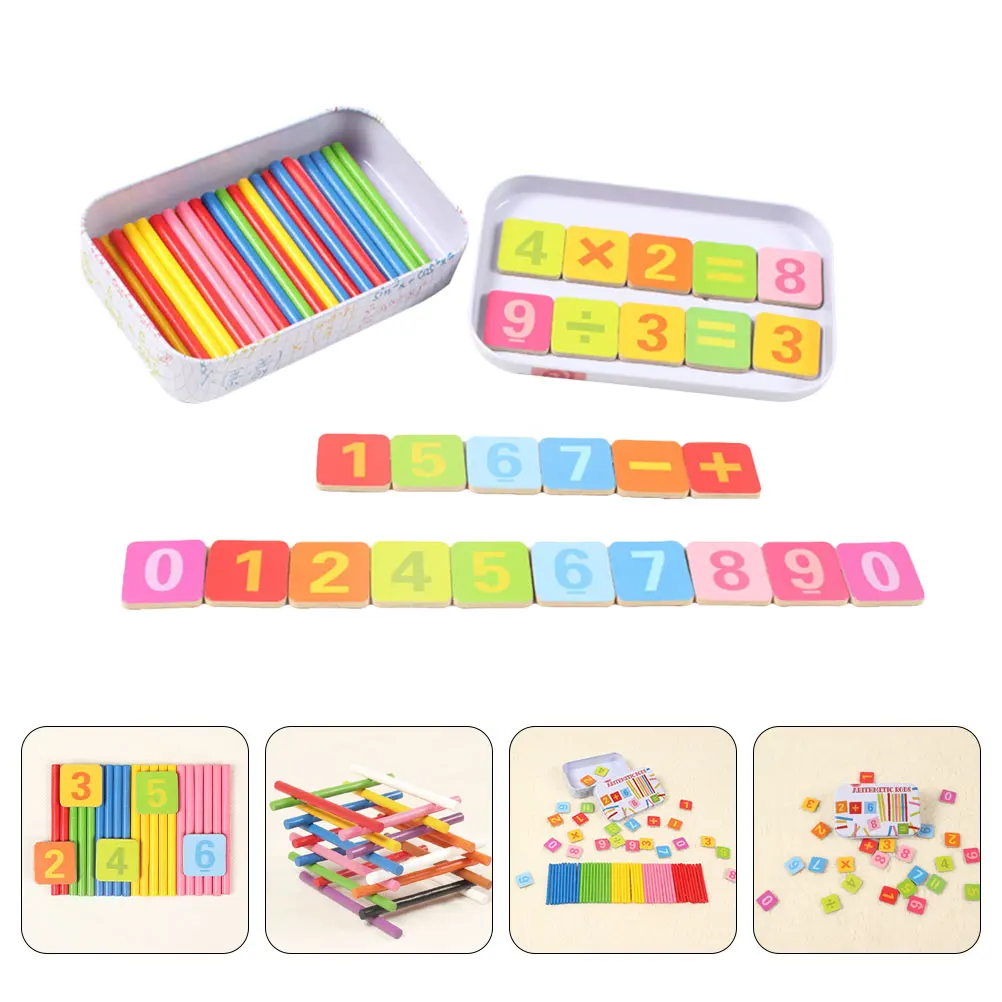 1 set Houten Telstaven Rekenkundige Sticks Kids Math Speelgoed Glad Braam Gratis Kleurrijke Cijfers Leermiddelen Montessori Leren