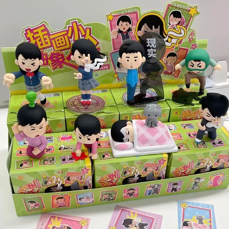 

New Genuine Irasutoya Illustration Mini People Abstract Life Series Blind Box Kawaii Figure Doll Desktop Ornament Surprise Gifts