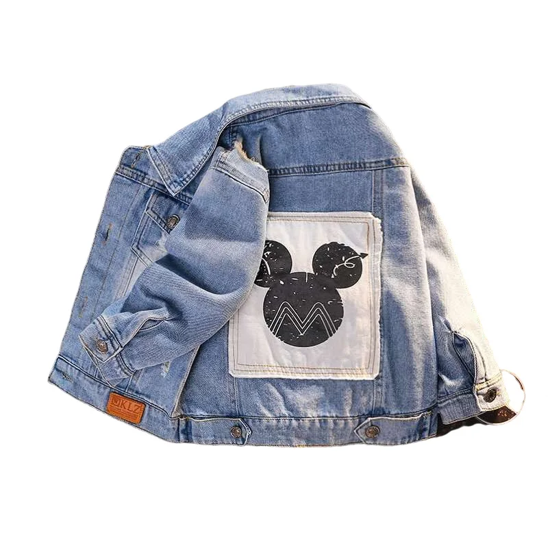 Chaqueta de mezclilla de Mickey para niños, abrigos de moda, ropa de otoño para niñas, prendas de vestir exteriores, chaquetas de mezclilla de