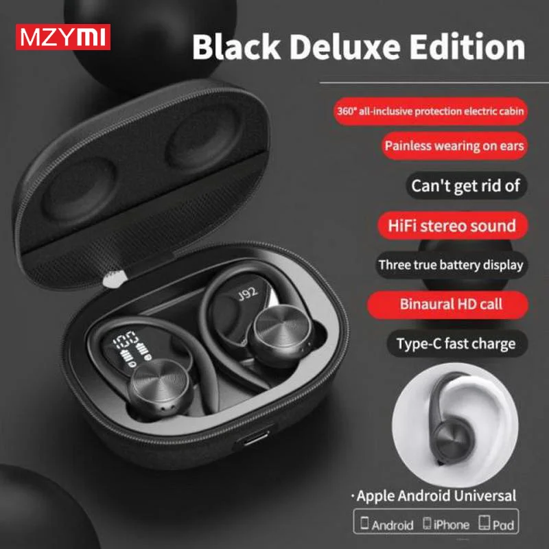 

MZYMI J92 Ear Clip Wireless Bluetooth Sport Earphone Noise Reducfion Headphone Can't Get Rid Of Headset HiFi Stereo Sound Earbud