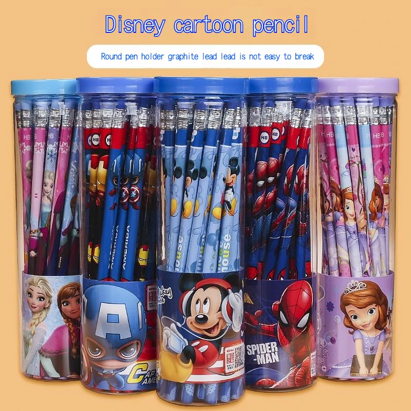 Disneyhb Anime Pencil Primary School Students Writing Pen Aisha Mickey Barrel With Eraser Headchildren Cartoon Write Supplies