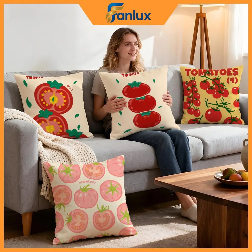Pattern Tomato print Cushion Cover 4Pcs Decorative Covers Soft Cushion Case for Sofa Couch Decor 40x40 45x45 Pillowcases