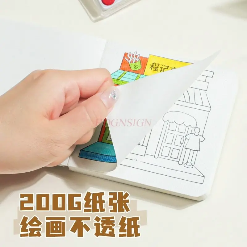 

1 книга мини-раскраска для акварели, детская книжка-раскраска для рисования линий, пустая книга для рисования для начинающих